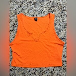 Vibrant Orange Ribbed Crop Top